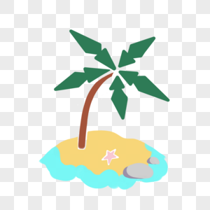 创意手绘椰子树和沙滩图片