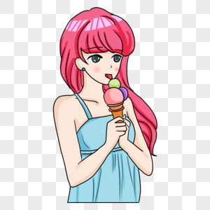 吃冰淇淋的少女图片