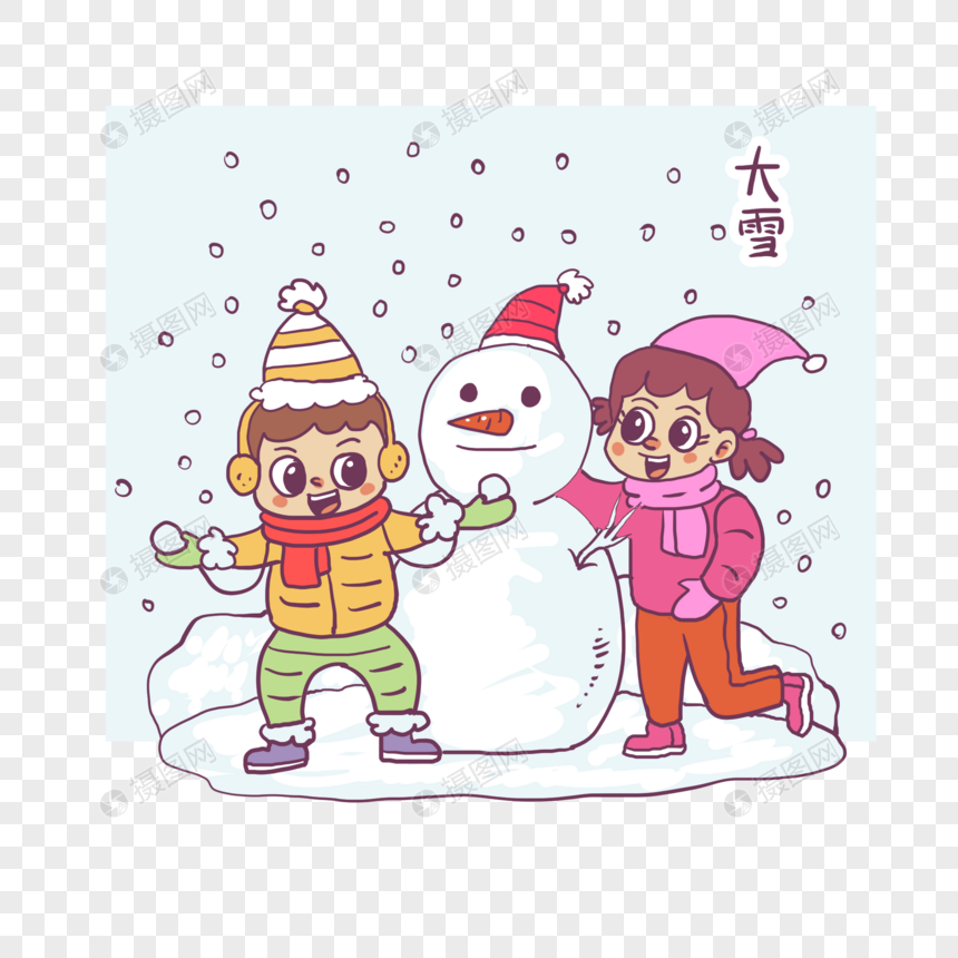 堆雪人的孩子图片