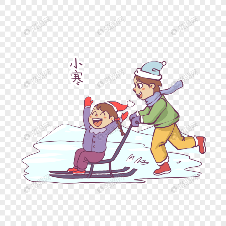 玩雪车的孩子