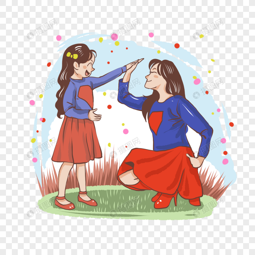 手绘/卡通元素 穿着超人服装的妈妈.