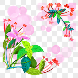 中国风水彩四季手绘原创鲜花边框图片