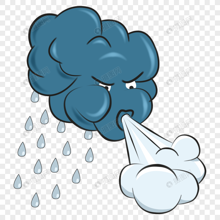 免抠元素 手绘/卡通元素 暴风雨乌云下雨.