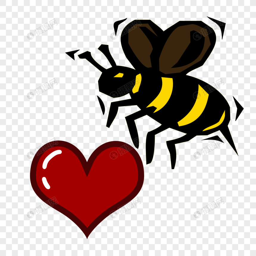 浪漫情人节爱心和小蜜蜂图片