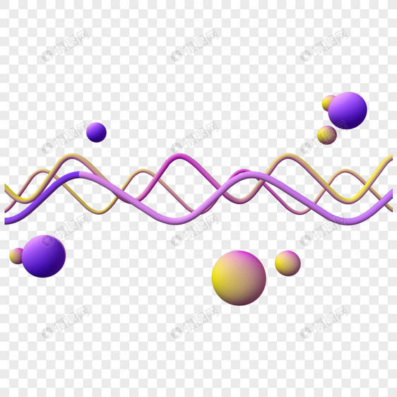 立体漂浮曲线球插图图片