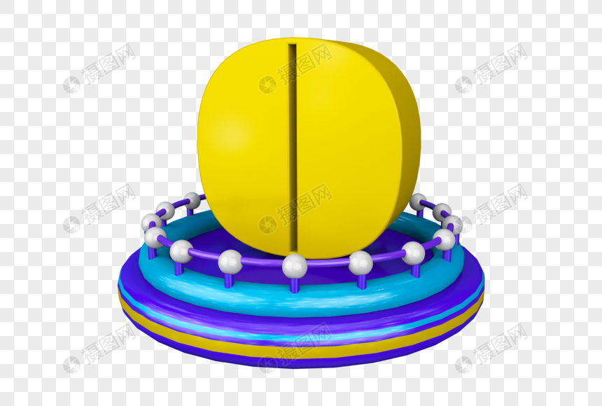 黄色立体卡通数字0