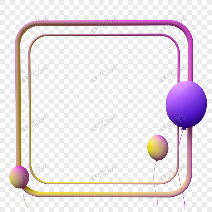 立体圆形角方形框插图图片