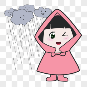 暴雨下雨穿雨衣的小姑娘图片