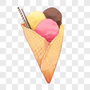 三色脆皮冰淇淋图片