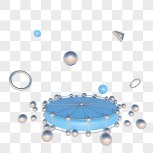 蓝色立体圆形舞台图片