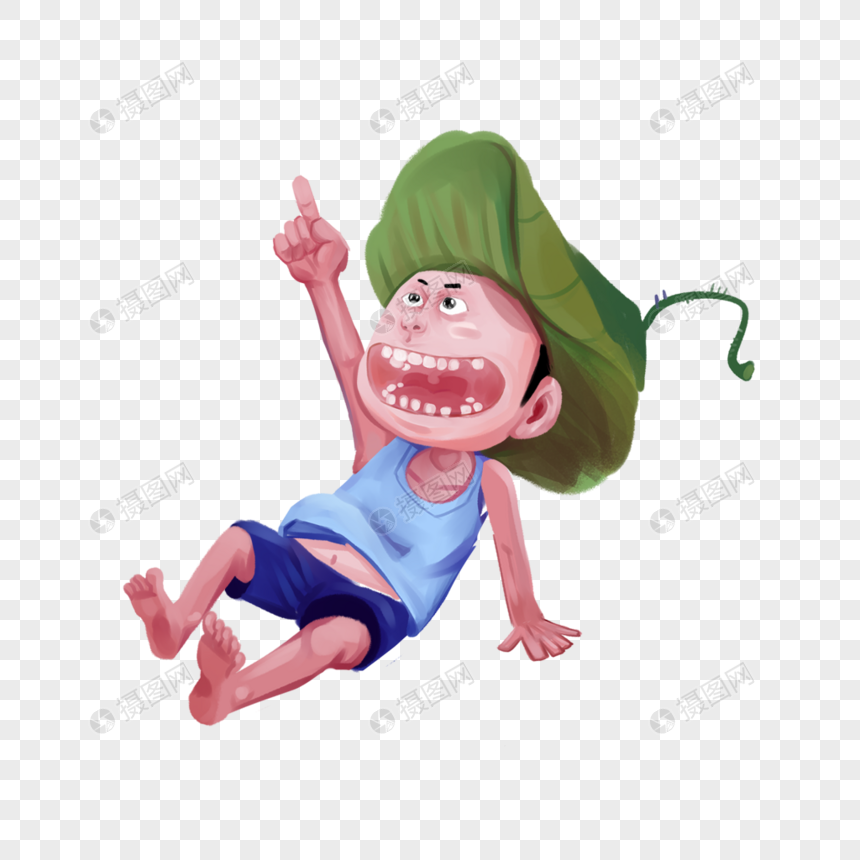免抠元素 手绘/卡通元素 坐着指天的男孩.png 860_860