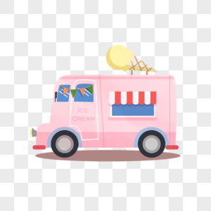 冰淇淋车手绘卡通冰淇淋高清图片