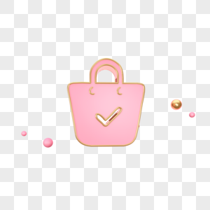 立体粉色购物袋子图标图片素材