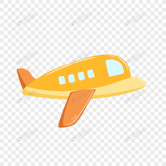 手绘卡通橙色玩具飞机图片