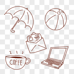 雨伞笔记本咖啡信封高清图片