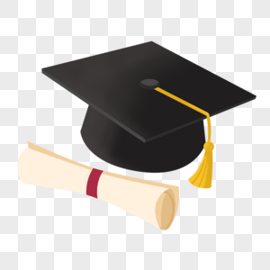 学士帽和毕业证书卡通高清图片素材