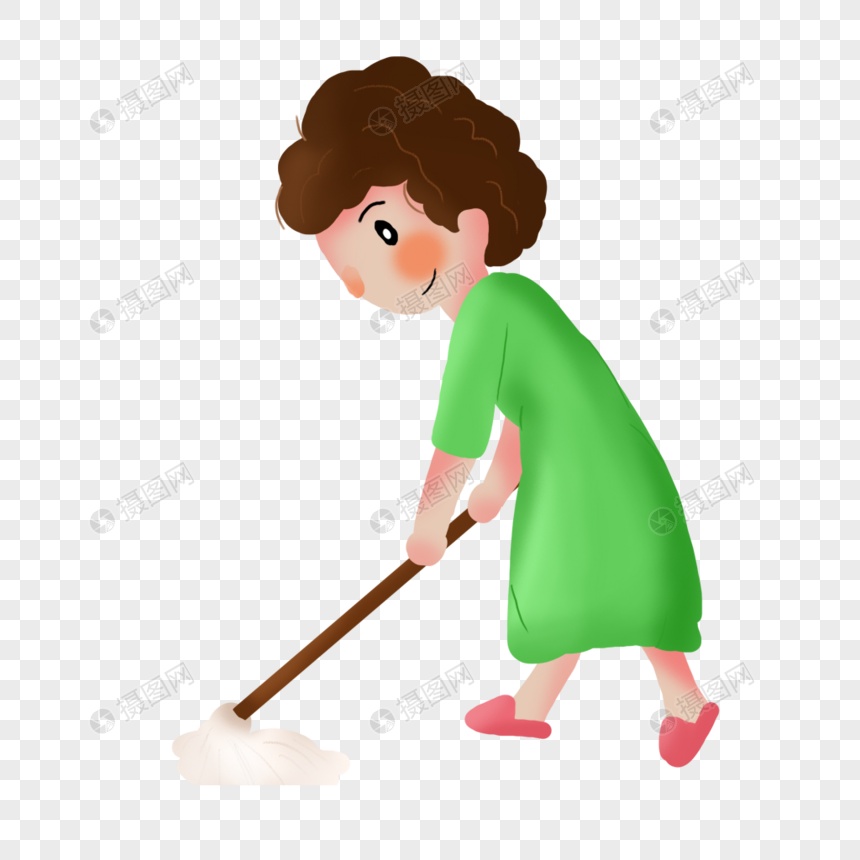 拖地的女人
