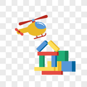 儿童玩具积木城堡和直升机图片
