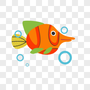 卡通手绘吐泡泡的小鱼