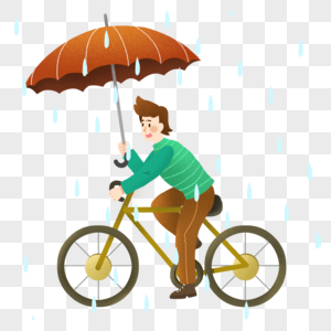 雨中骑自行车的男士雨点高清图片素材