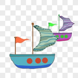 手绘儿童玩具彩色帆船图片