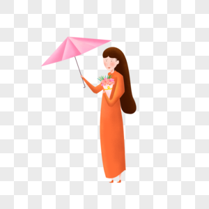 打伞的女孩图片