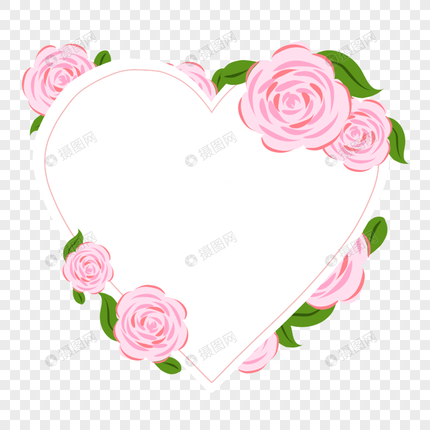 玫瑰花朵爱心边框图片