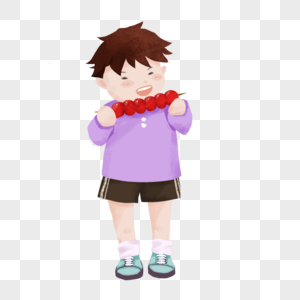 吃糖葫芦的男孩高清图片