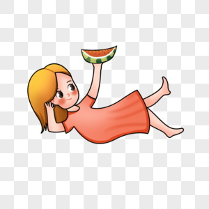 躺着吃瓜的女孩图片