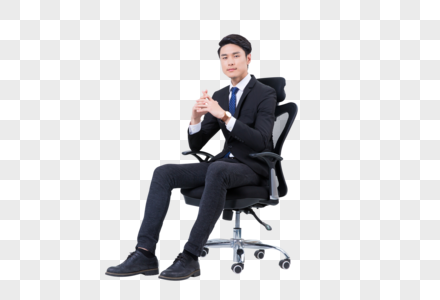 办公椅上自信的商务男士形象图片