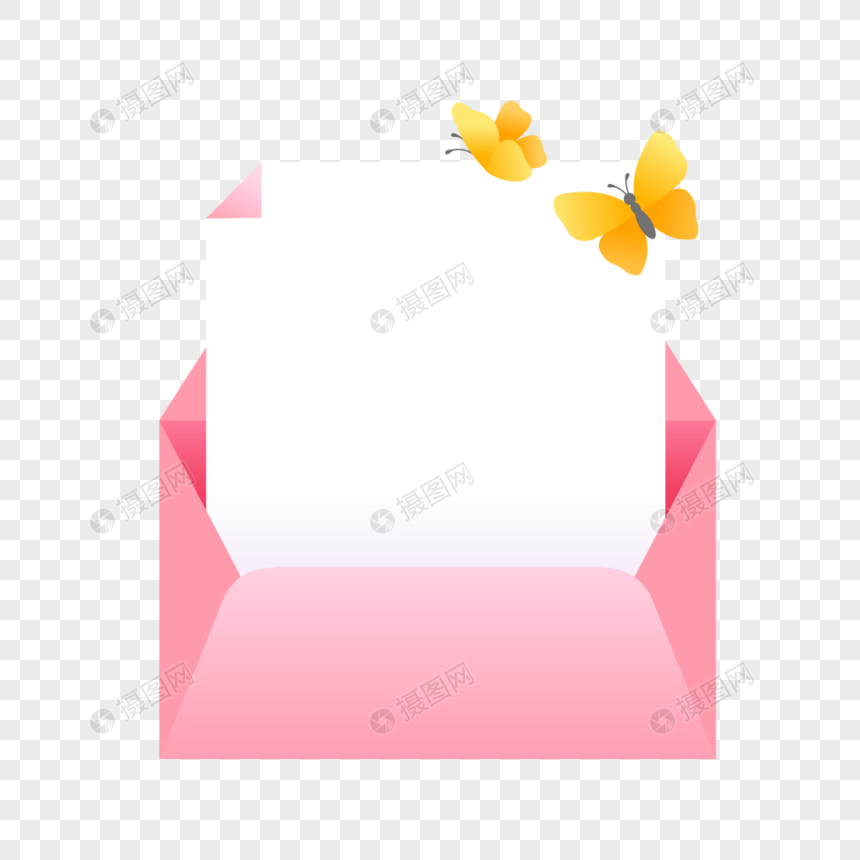 信封信纸边框蝴蝶装饰矢量元素图片