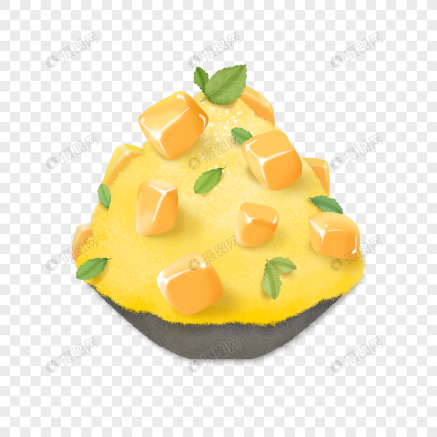 夏日美食芒果冰沙手绘插画素材