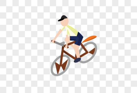 AI矢量图扁平化人物骑单车的男孩运动男孩图片