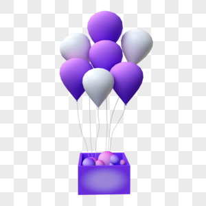 白色紫色节日气球图片