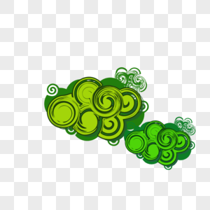 手绘端午节绿色祥云图片