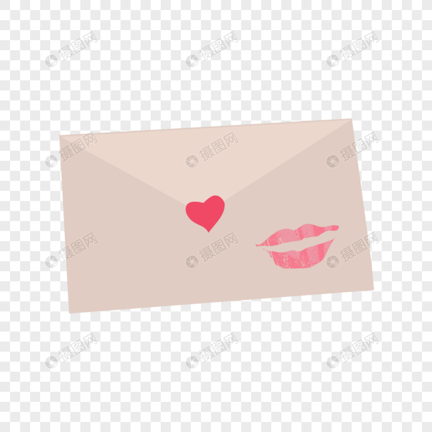 带有吻和爱心的信封图片