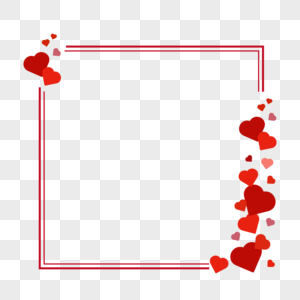 红色爱心方形边框图片