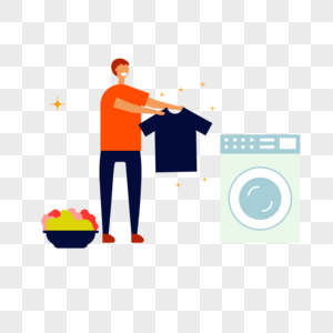 家庭保洁工人洗衣服元素高清图片