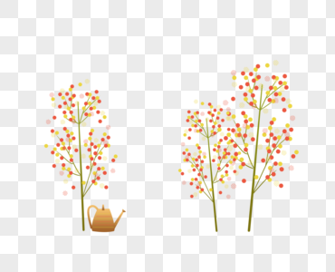 花丛花朵水壶边框PNG图片