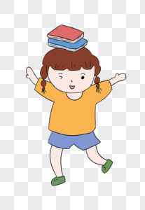 儿童节头顶书本的小女孩图片
