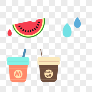 夏日清凉西瓜饮料水滴图标图片