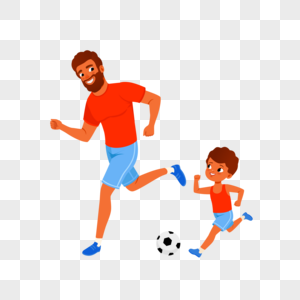 父亲节爸爸和孩子踢足球元素图片