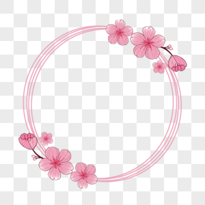 卡通粉色浪漫花朵圆形边框图片