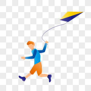 扁平化放风筝的男孩图片