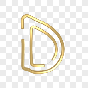 英文字母D金色艺术字C4D模型图片