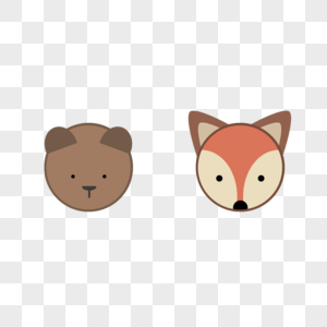 动物图标棕熊和狐狸图片