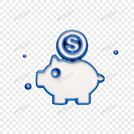 蓝色存钱罐立体图标图片
