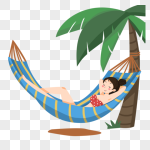 夏季度假休闲躺在吊床上的比基尼女孩图片