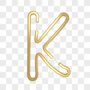 英文字母K金色艺术字C4D模型图片
