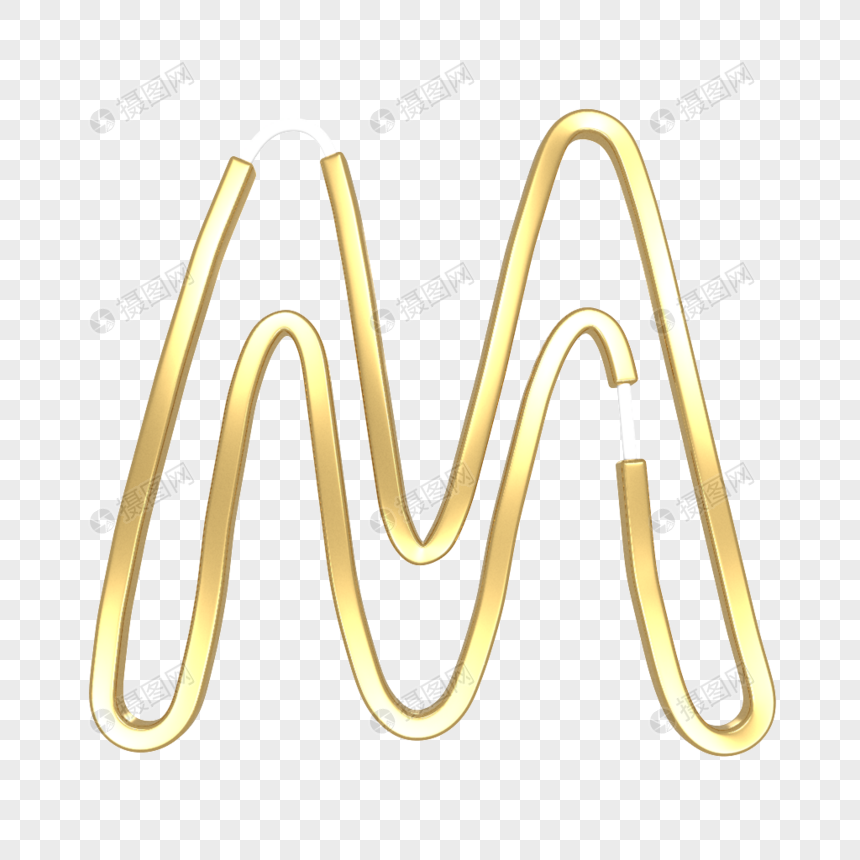 英文字母m金色艺术字c4d模型